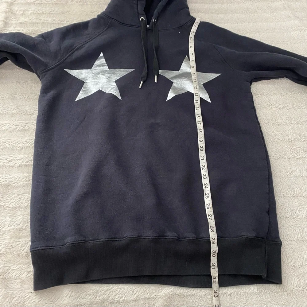Good American Stars And Stripes Black Silver Hoodie Sweatshirt Dress - Picture 15 of 16